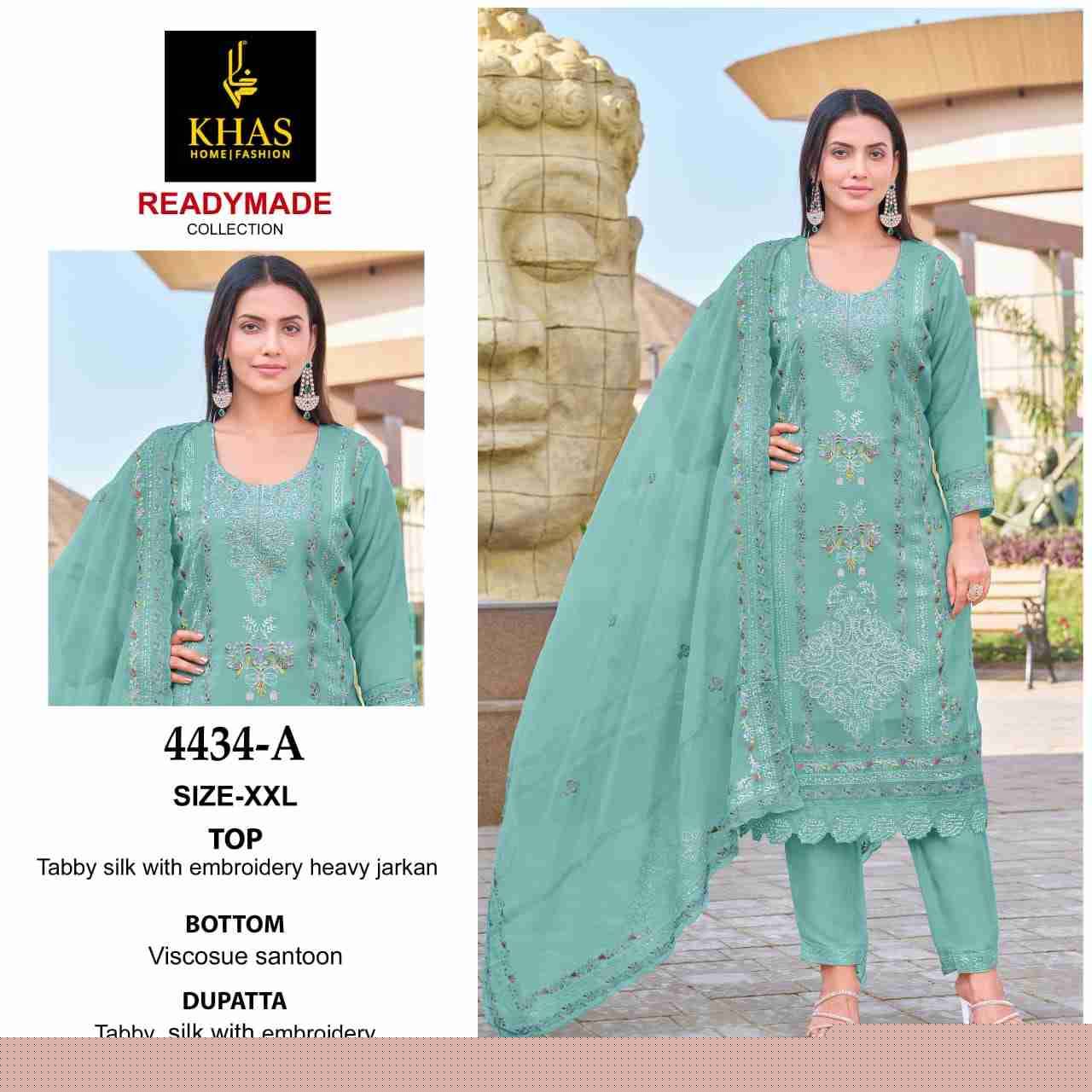 Khas 4434 Colours By Khas 4434-A To 4434-C Series Beautiful Pakistani Suits Colorful Stylish Fancy Casual Wear & Ethnic Wear Tabby Silk Embroidered Dresses At Wholesale Price