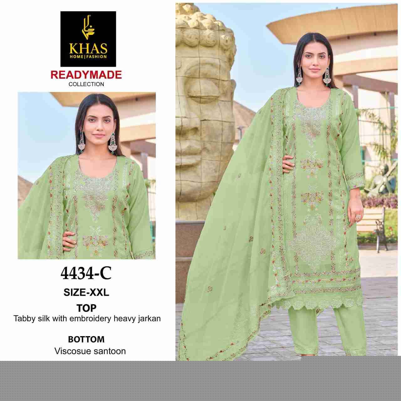 Khas 4434 Colours By Khas 4434-A To 4434-C Series Beautiful Pakistani Suits Colorful Stylish Fancy Casual Wear & Ethnic Wear Tabby Silk Embroidered Dresses At Wholesale Price