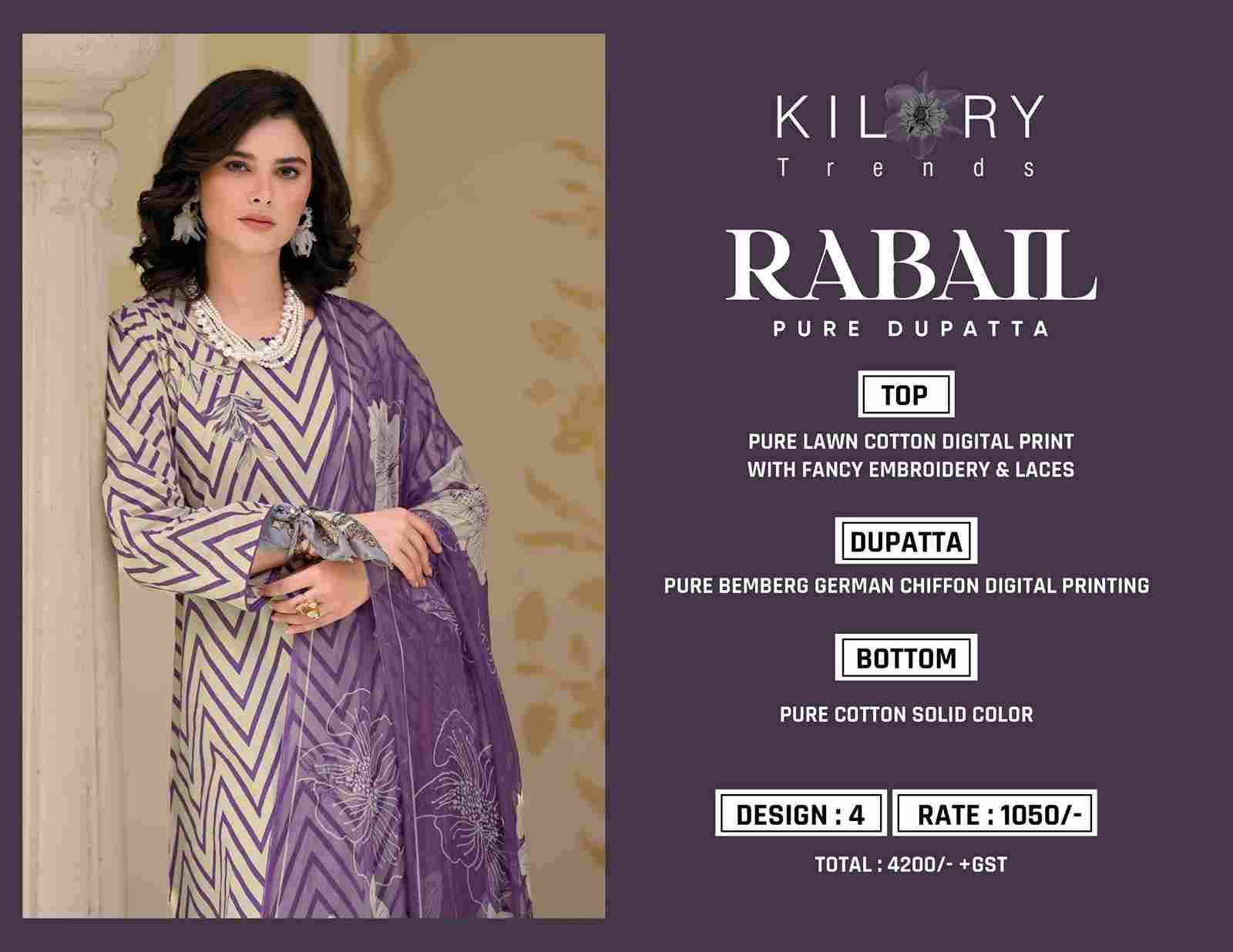 Rabail By Kilory 1481 To 1484 Series Beautiful Suits Colorful Stylish Fancy Casual Wear & Ethnic Wear Pure Lawn Cotton Dresses At Wholesale Price