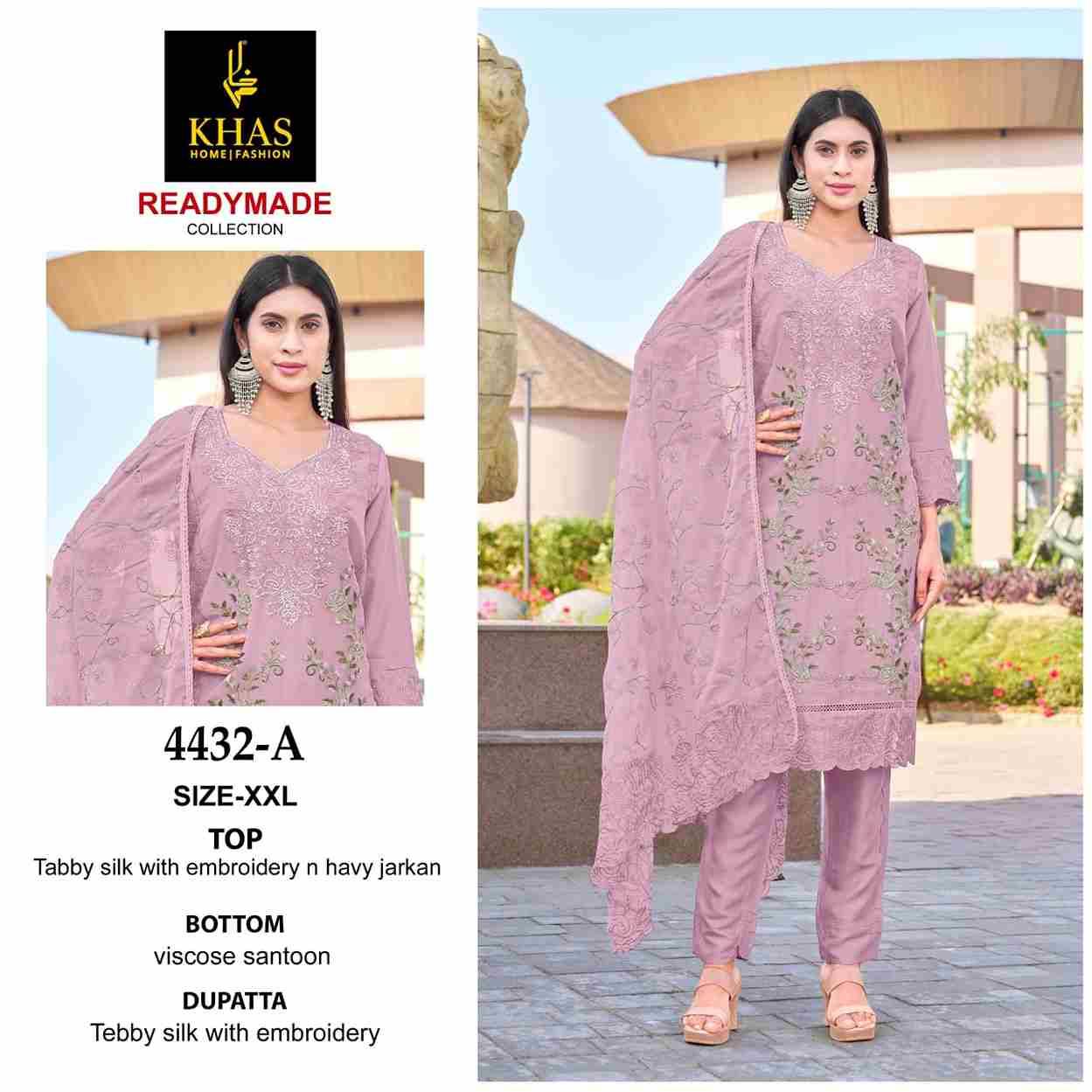 Khas 4432 Colours By Khas 4432-A To 4432-C Series Beautiful Pakistani Suits Colorful Stylish Fancy Casual Wear & Ethnic Wear Tabby Silk Embroidered Dresses At Wholesale Price