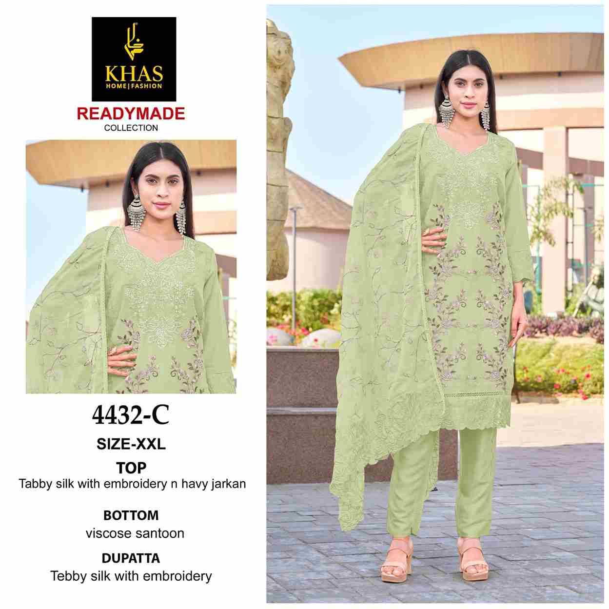 Khas 4432 Colours By Khas 4432-A To 4432-C Series Beautiful Pakistani Suits Colorful Stylish Fancy Casual Wear & Ethnic Wear Tabby Silk Embroidered Dresses At Wholesale Price