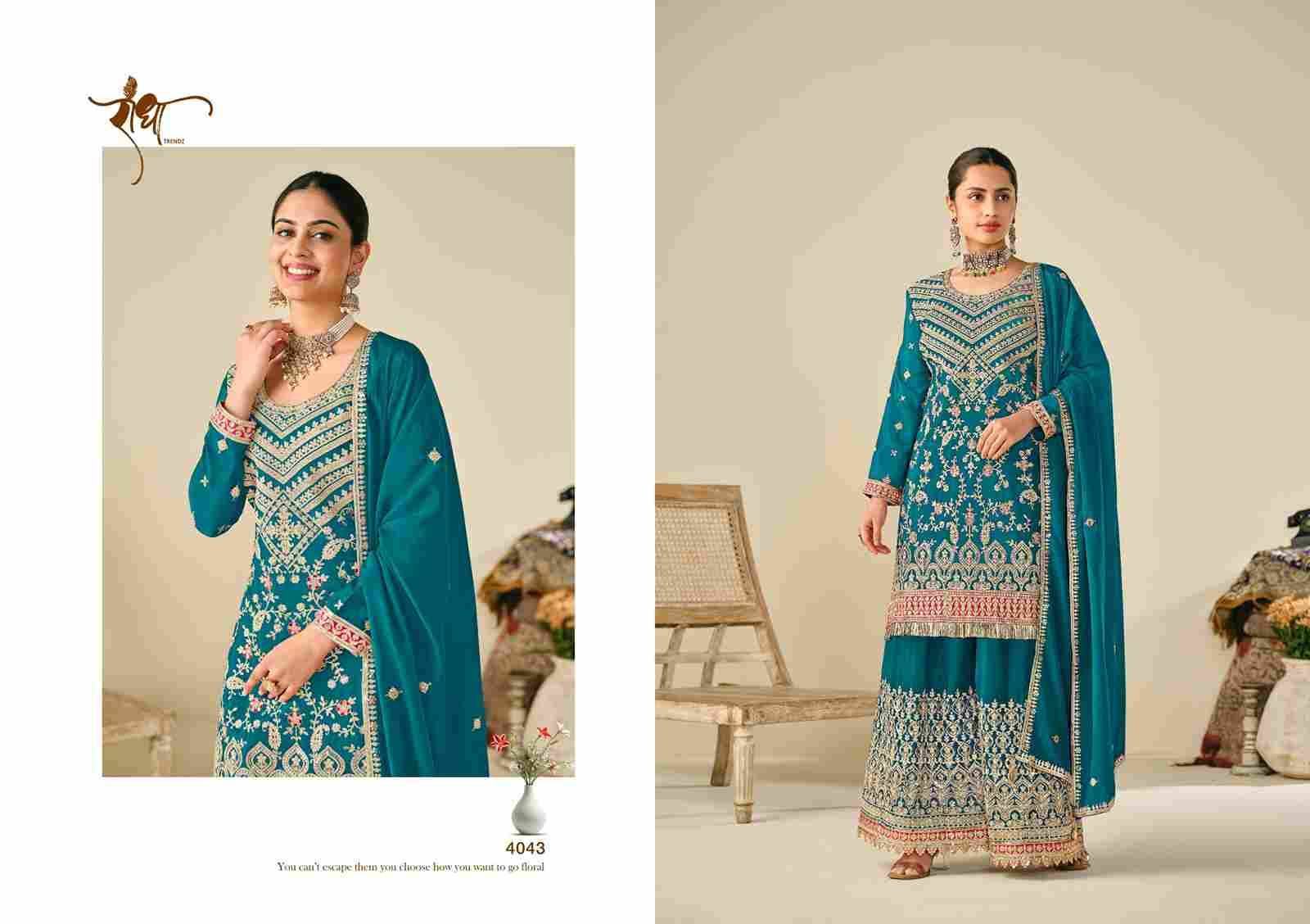 Sonpari By Radha Trendz 4041 To 4044 Series Sharara Suits Beautiful Fancy Colorful Stylish Party Wear & Occasional Wear Chinnon Dresses At Wholesale Price