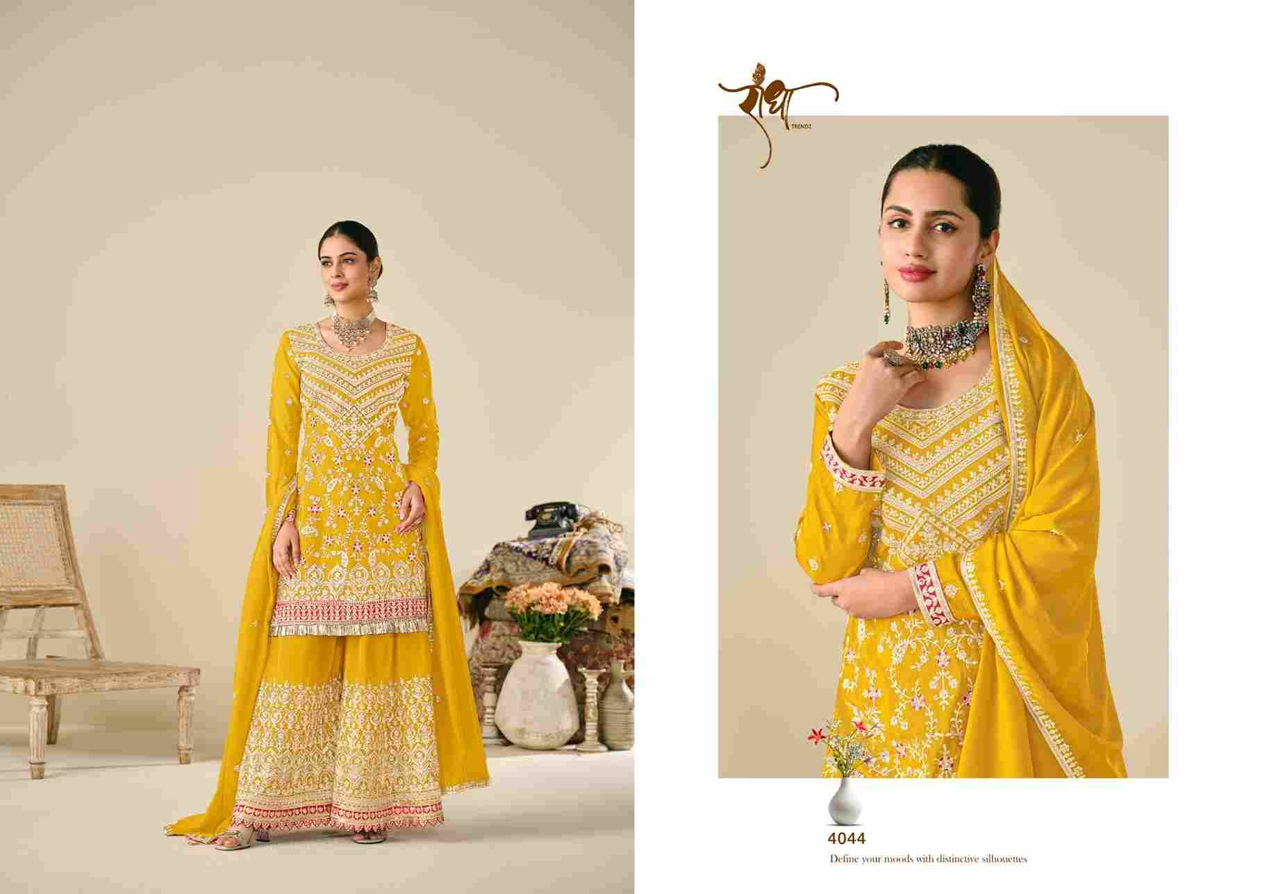 Sonpari By Radha Trendz 4041 To 4044 Series Sharara Suits Beautiful Fancy Colorful Stylish Party Wear & Occasional Wear Chinnon Dresses At Wholesale Price
