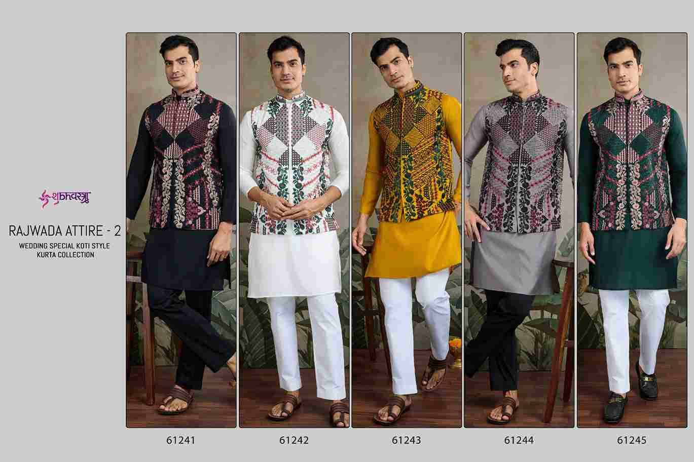 Rajwada Attire Vol-2 By Shubhvastra 61241 To 61245 Series Beautiful Colorful Stylish Fancy Casual Wear & Ethnic Wear & Ready To Wear Viscose Silk Kurtas With Jacket At Wholesale Price