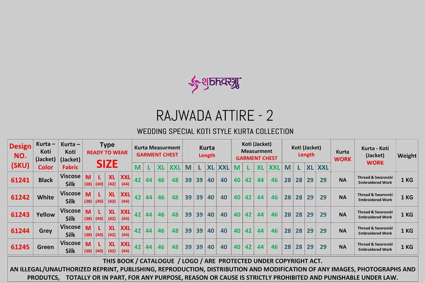 Rajwada Attire Vol-2 By Shubhvastra 61241 To 61245 Series Beautiful Colorful Stylish Fancy Casual Wear & Ethnic Wear & Ready To Wear Viscose Silk Kurtas With Jacket At Wholesale Price