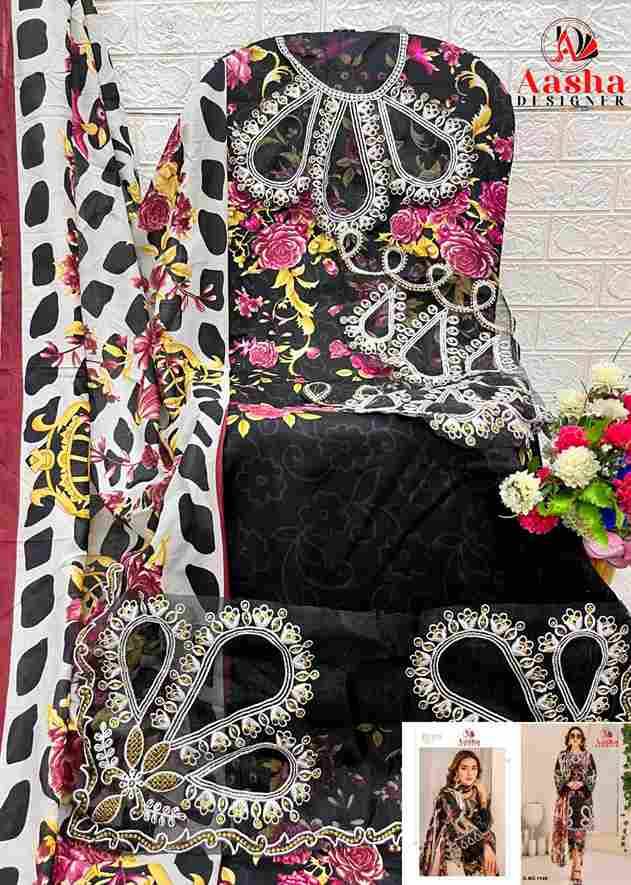 Aasha 1146 Colours By Aasha Designer 1146-A To 1146-C Series Pakistani Suits Beautiful Fancy Colorful Stylish Party Wear & Occasional Wear Pure Cotton Embroidery Dresses At Wholesale Price