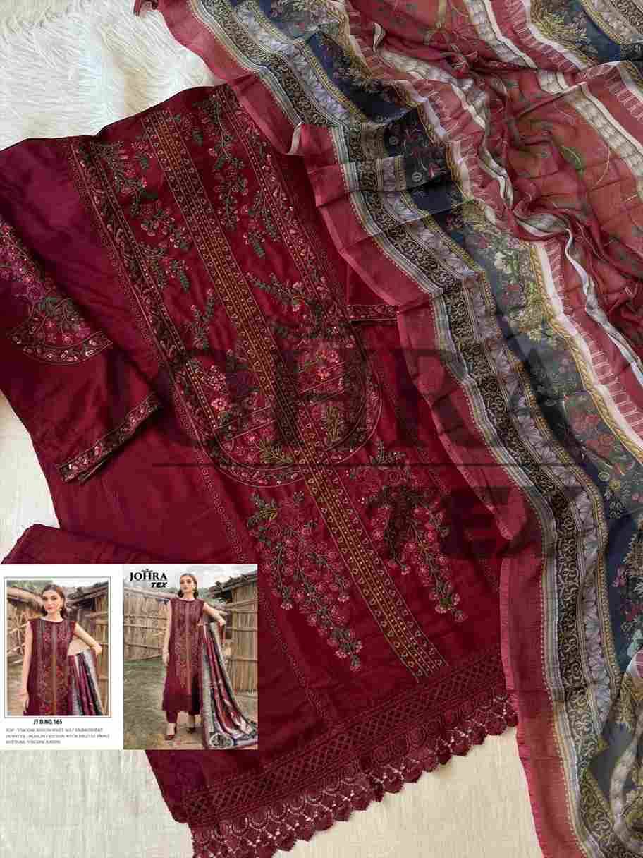 Johra Hit Design 165 By Johra Tex Beautiful Pakistani Suits Colorful Stylish Fancy Casual Wear & Ethnic Wear Viscose Rayon Embroidered Dresses At Wholesale Price