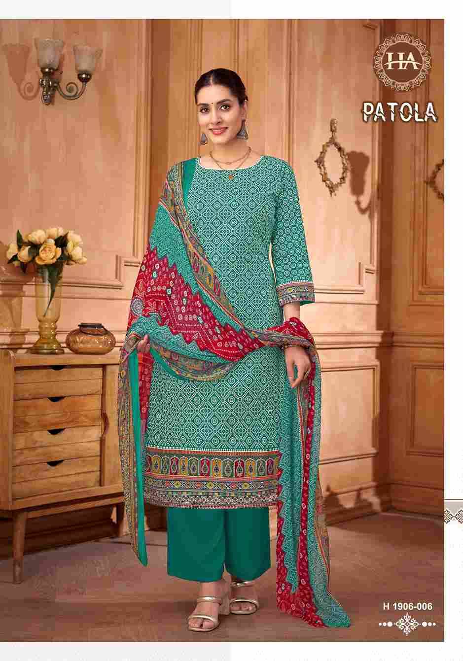 Patola By Harshit Fashion Hub 1906-001 To 1906-008 Series Beautiful Festive Suits Stylish Fancy Colorful Casual Wear & Ethnic Wear Pure Cambric Cotton Dresses At Wholesale Price
