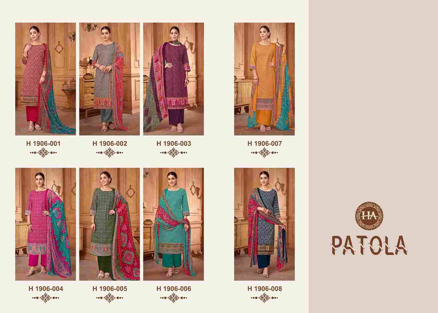 Patola By Harshit Fashion Hub 1906-001 To 1906-008 Series Beautiful Festive Suits Stylish Fancy Colorful Casual Wear & Ethnic Wear Pure Cambric Cotton Dresses At Wholesale Price