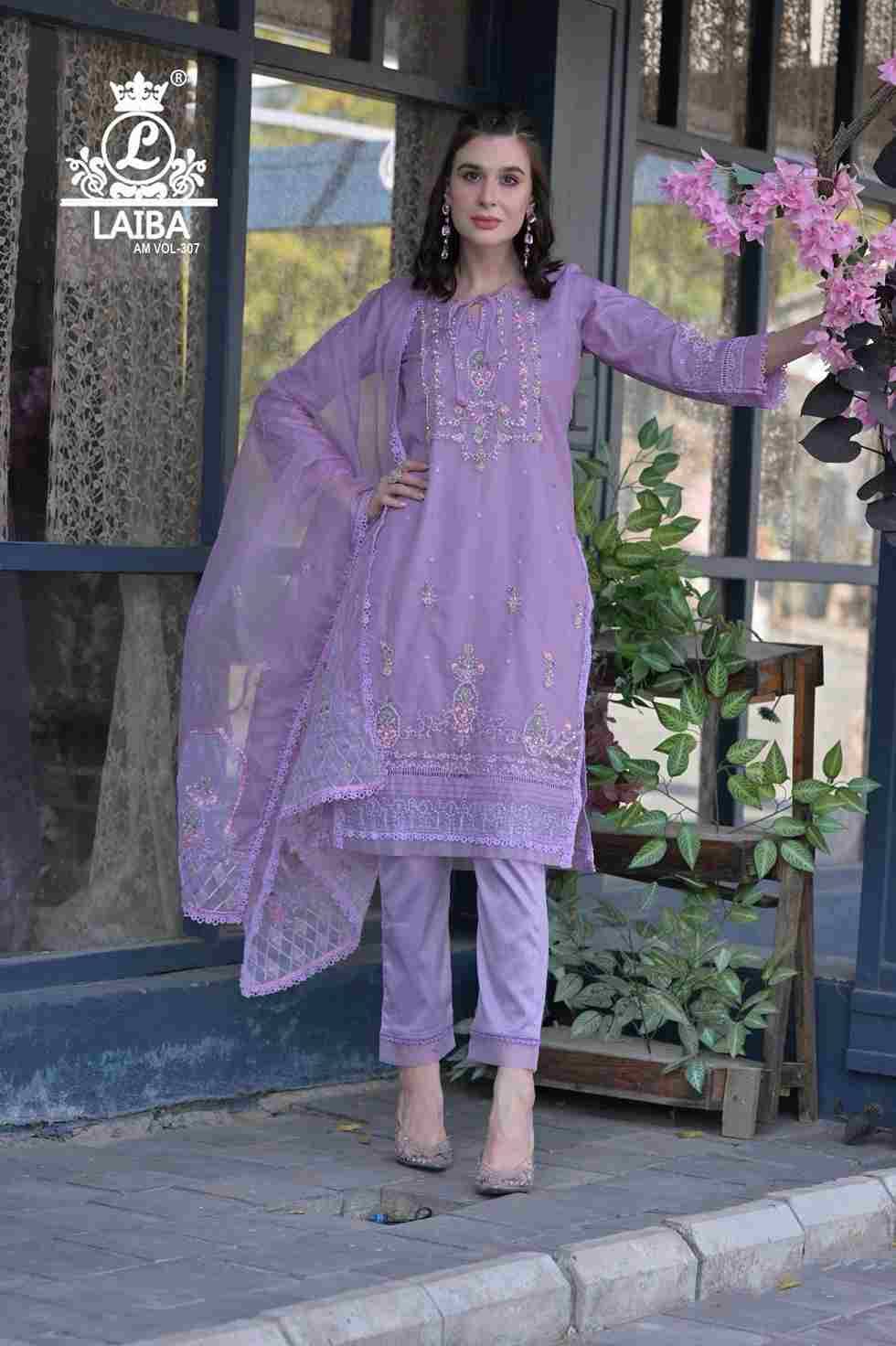 AM Vol-307 By Laiba 307-A To 307-D Series Beautiful Pakistani Suits Colorful Stylish Fancy Casual Wear & Ethnic Wear Pure Organza Embroidered Dresses At Wholesale Price