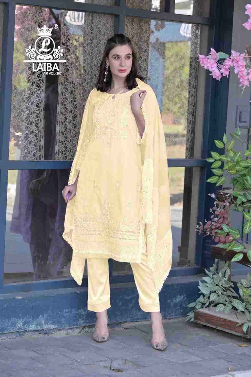 AM Vol-307 By Laiba 307-A To 307-D Series Beautiful Pakistani Suits Colorful Stylish Fancy Casual Wear & Ethnic Wear Pure Organza Embroidered Dresses At Wholesale Price