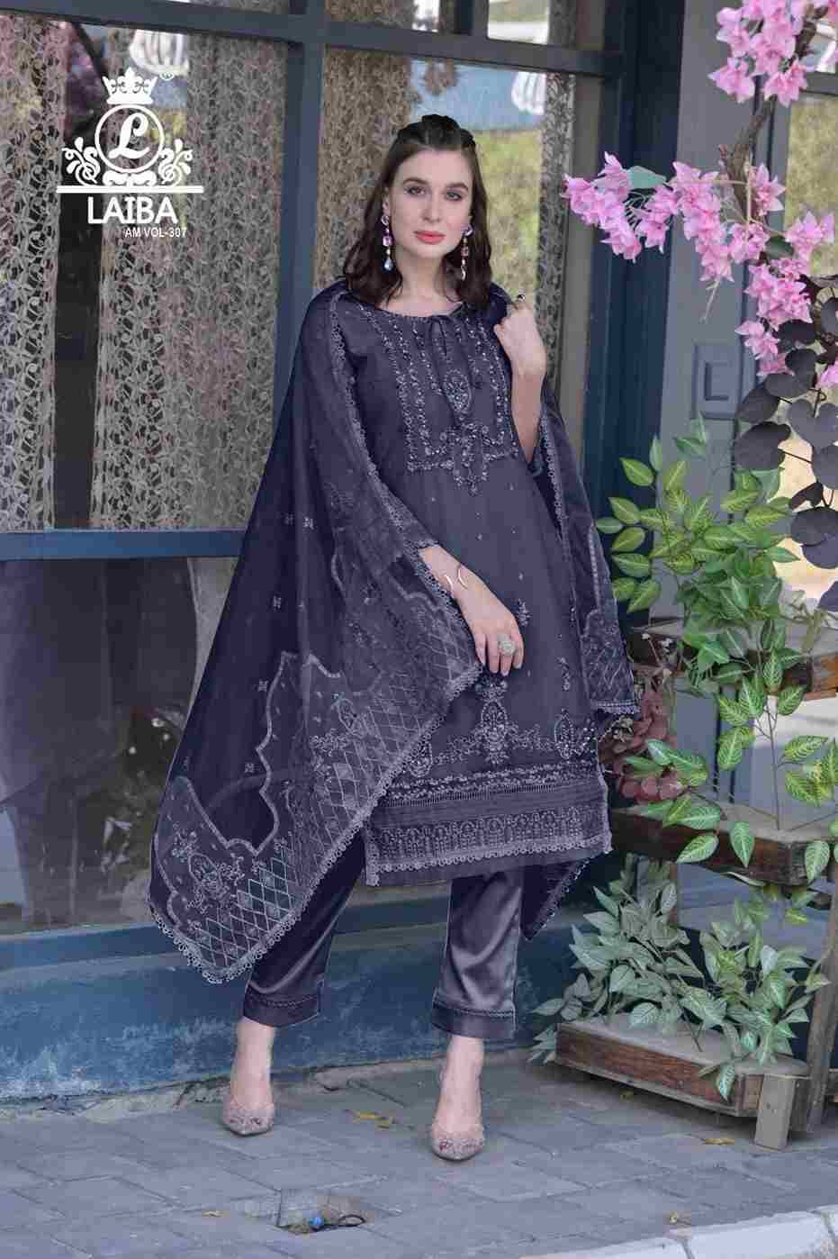 AM Vol-307 By Laiba 307-A To 307-D Series Beautiful Pakistani Suits Colorful Stylish Fancy Casual Wear & Ethnic Wear Pure Organza Embroidered Dresses At Wholesale Price