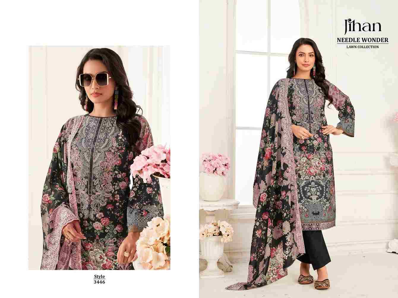 Needle Wonder Lawn Collection By Jihan 3446 To 3446-C Series Designer Pakistani Suits Beautiful Fancy Stylish Colorful Party Wear & Occasional Wear Pure Cotton Print Dresses At Wholesale Price