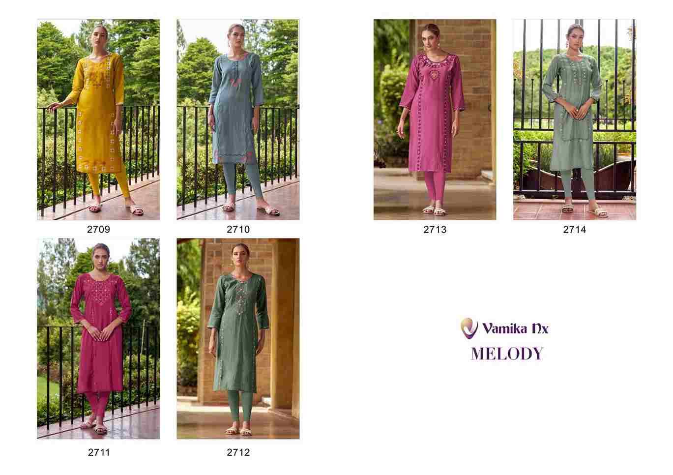 Melody By Vamika 2709 To 2714 Series Designer Festive Collection Beautiful Stylish Fancy Colorful Party Wear & Occasional Wear Chanderi Kurtis With Bottom At Wholesale Price