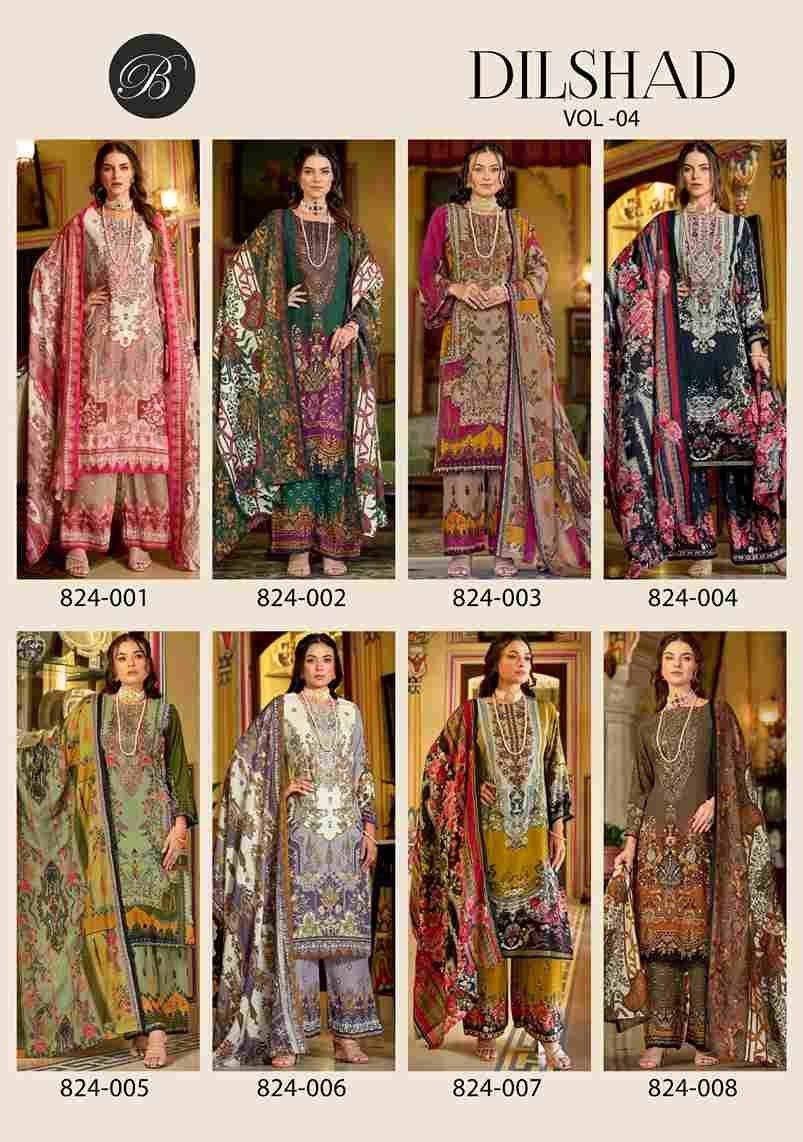 Dilshad Vol-4 By Belliza 824-001 To 824-008 Series Beautiful Festive Suits Stylish Fancy Colorful Casual Wear & Ethnic Wear Pure Viscose Rayon Print Dresses At Wholesale Price