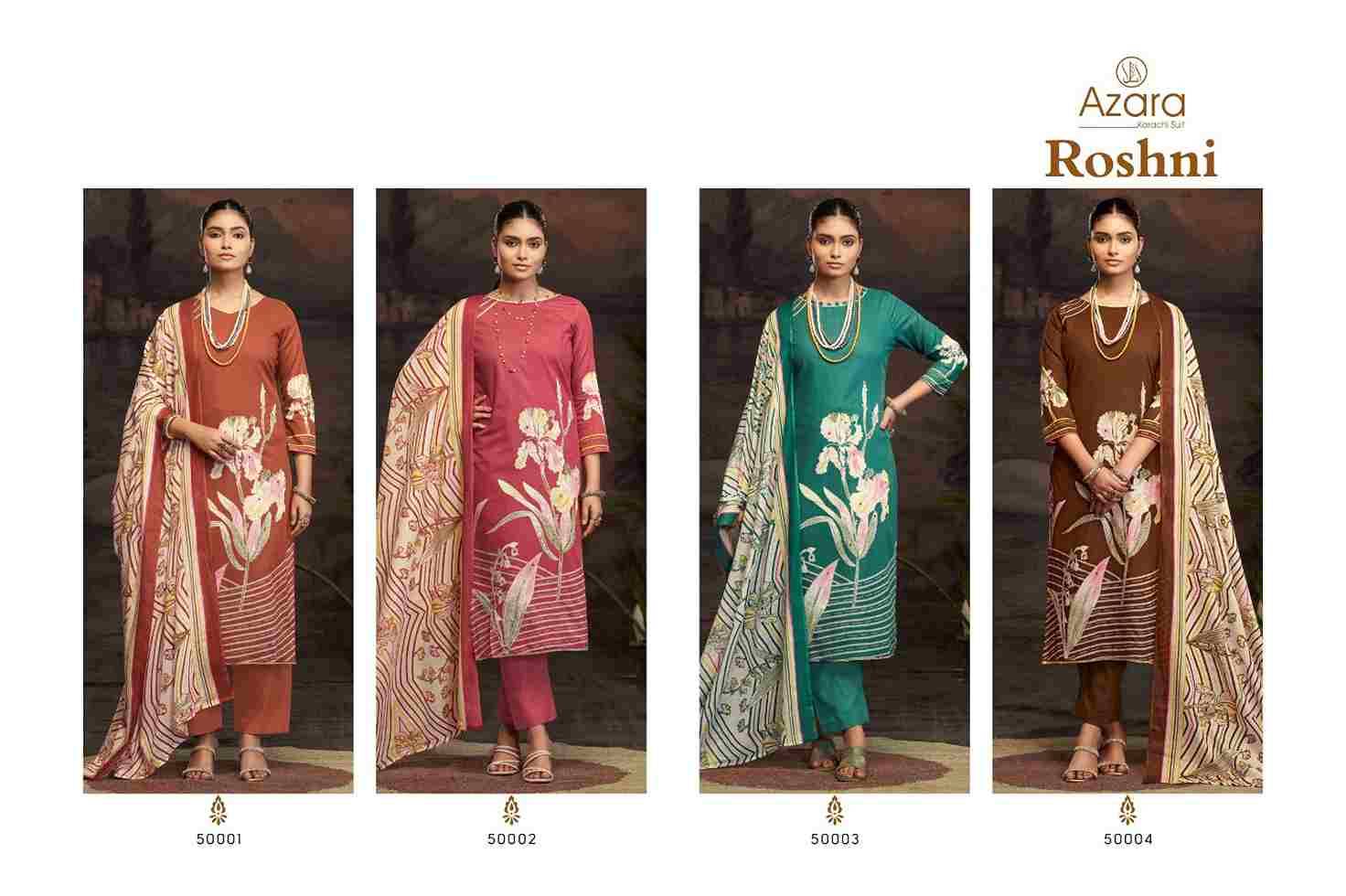 Roshni By Azara 50001 To 50004 Series Beautiful Festive Suits Stylish Fancy Colorful Casual Wear & Ethnic Wear Pure Lawn Cotton Dresses At Wholesale Price