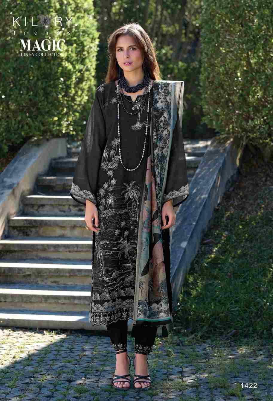 Magic By Kilory 1421 To 1426 Series Beautiful Suits Colorful Stylish Fancy Casual Wear & Ethnic Wear Pure Linen Dresses At Wholesale Price