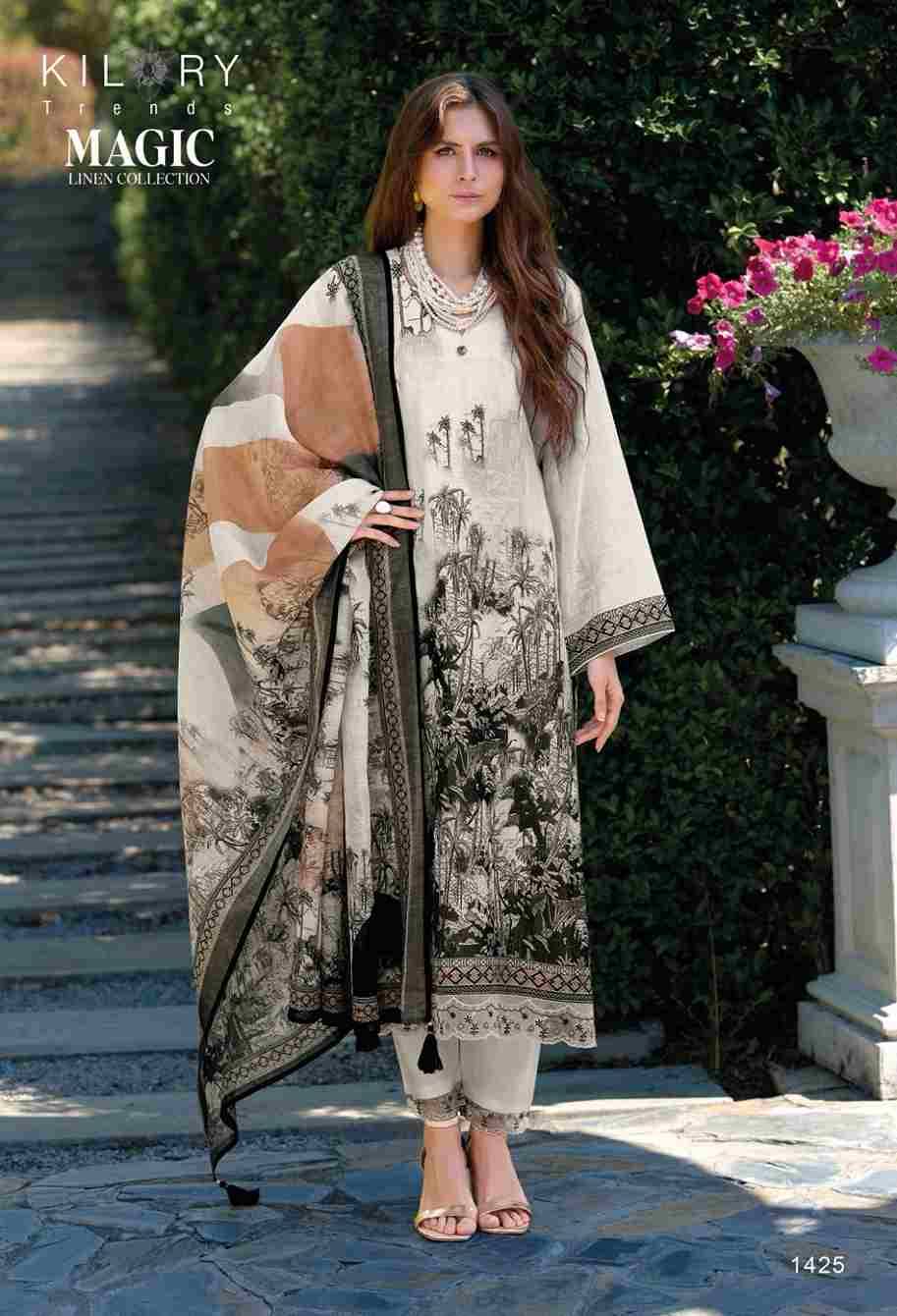 Magic By Kilory 1421 To 1426 Series Beautiful Suits Colorful Stylish Fancy Casual Wear & Ethnic Wear Pure Linen Dresses At Wholesale Price