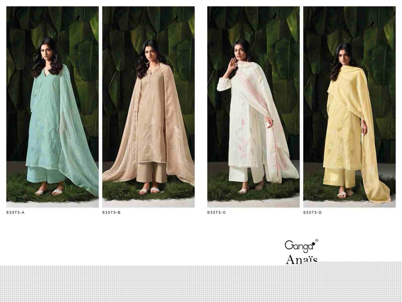 Anais-3373 By Ganga Fashion 3373-A To 3373-D Series Beautiful Festive Suits Colorful Stylish Fancy Casual Wear & Ethnic Wear Pure Mal Dresses At Wholesale Price