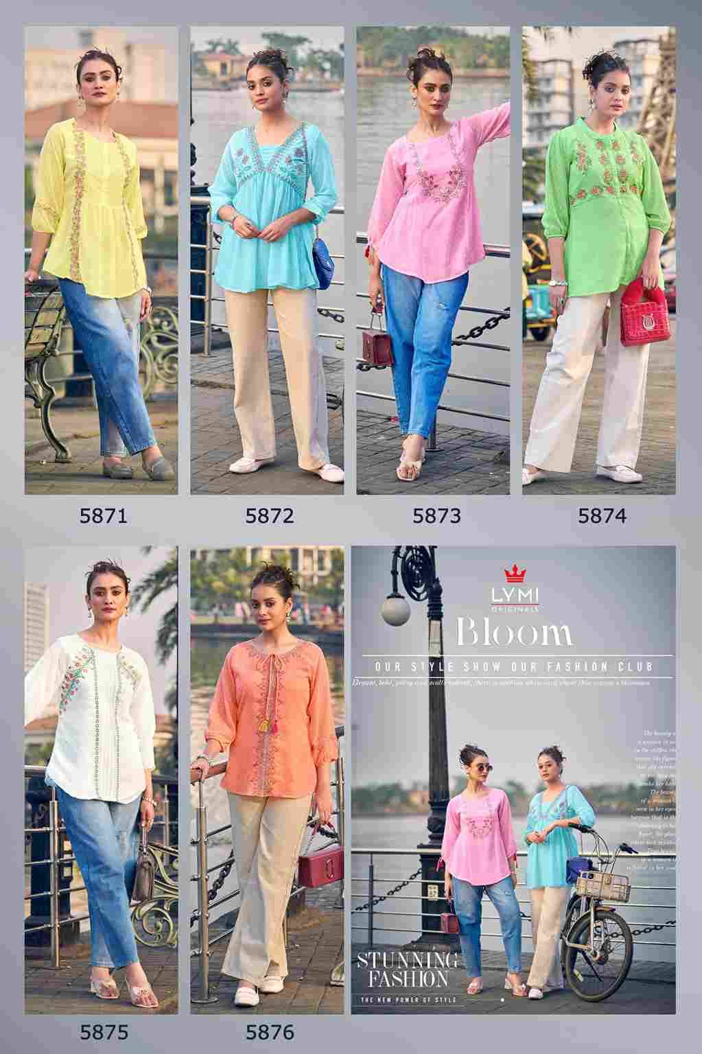 Bloom By Lymi Originals 5871 To 5876 Series Designer Stylish Fancy Colorful Beautiful Party Wear & Ethnic Wear Collection Georgette Tops At Wholesale Price