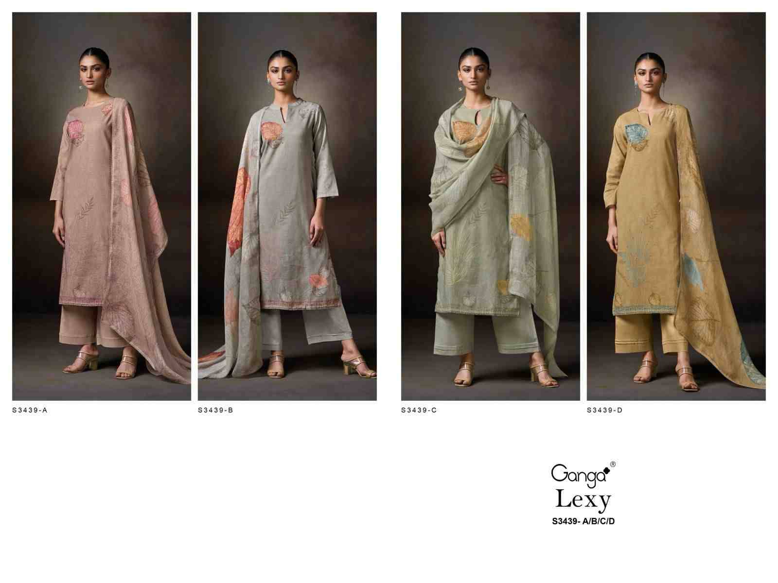 Lexy-3439 By Ganga Fashion 3439-A To 3439-D Series Beautiful Festive Suits Colorful Stylish Fancy Casual Wear & Ethnic Wear Premium Linen Cotton Dresses At Wholesale Price