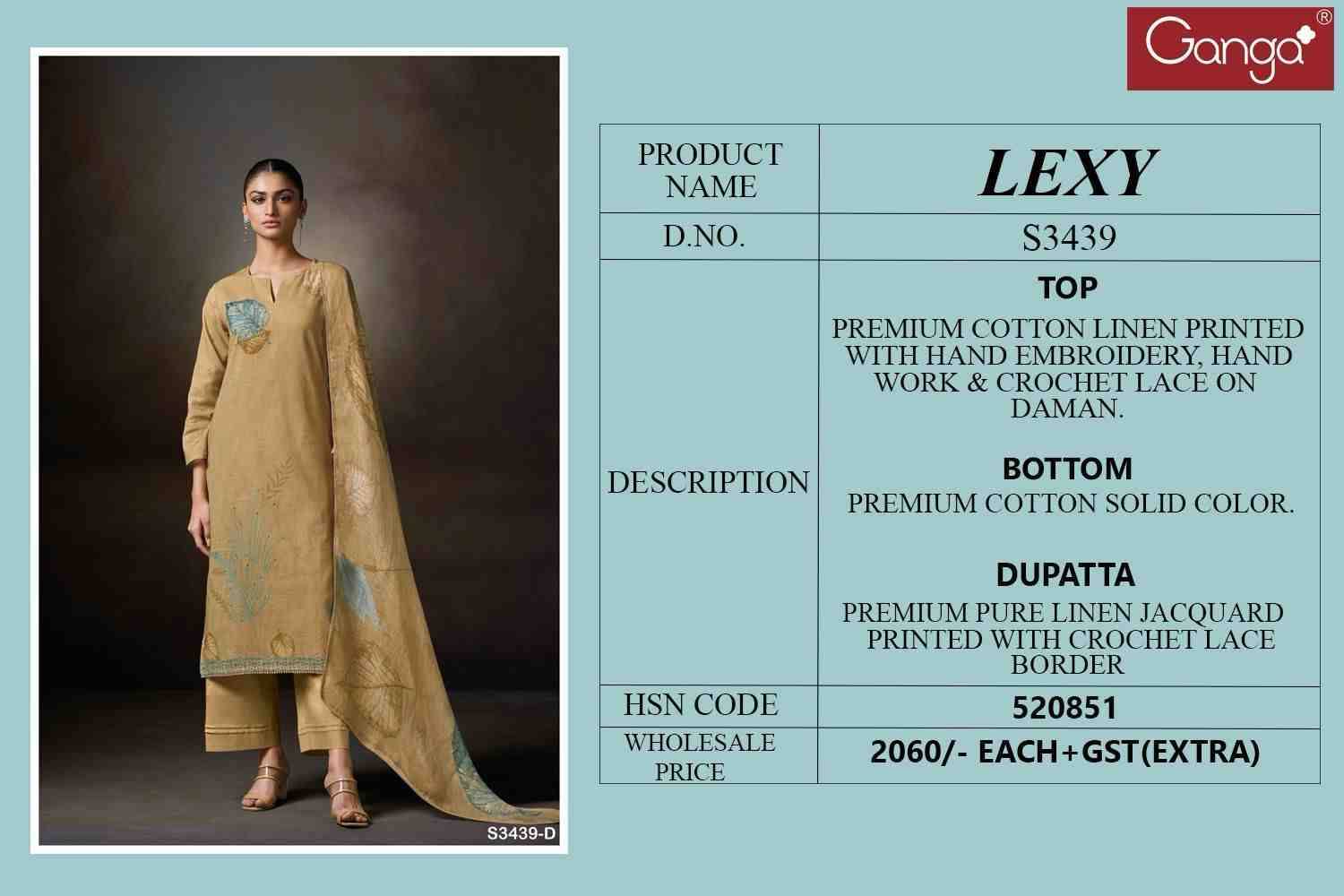 Lexy-3439 By Ganga Fashion 3439-A To 3439-D Series Beautiful Festive Suits Colorful Stylish Fancy Casual Wear & Ethnic Wear Premium Linen Cotton Dresses At Wholesale Price