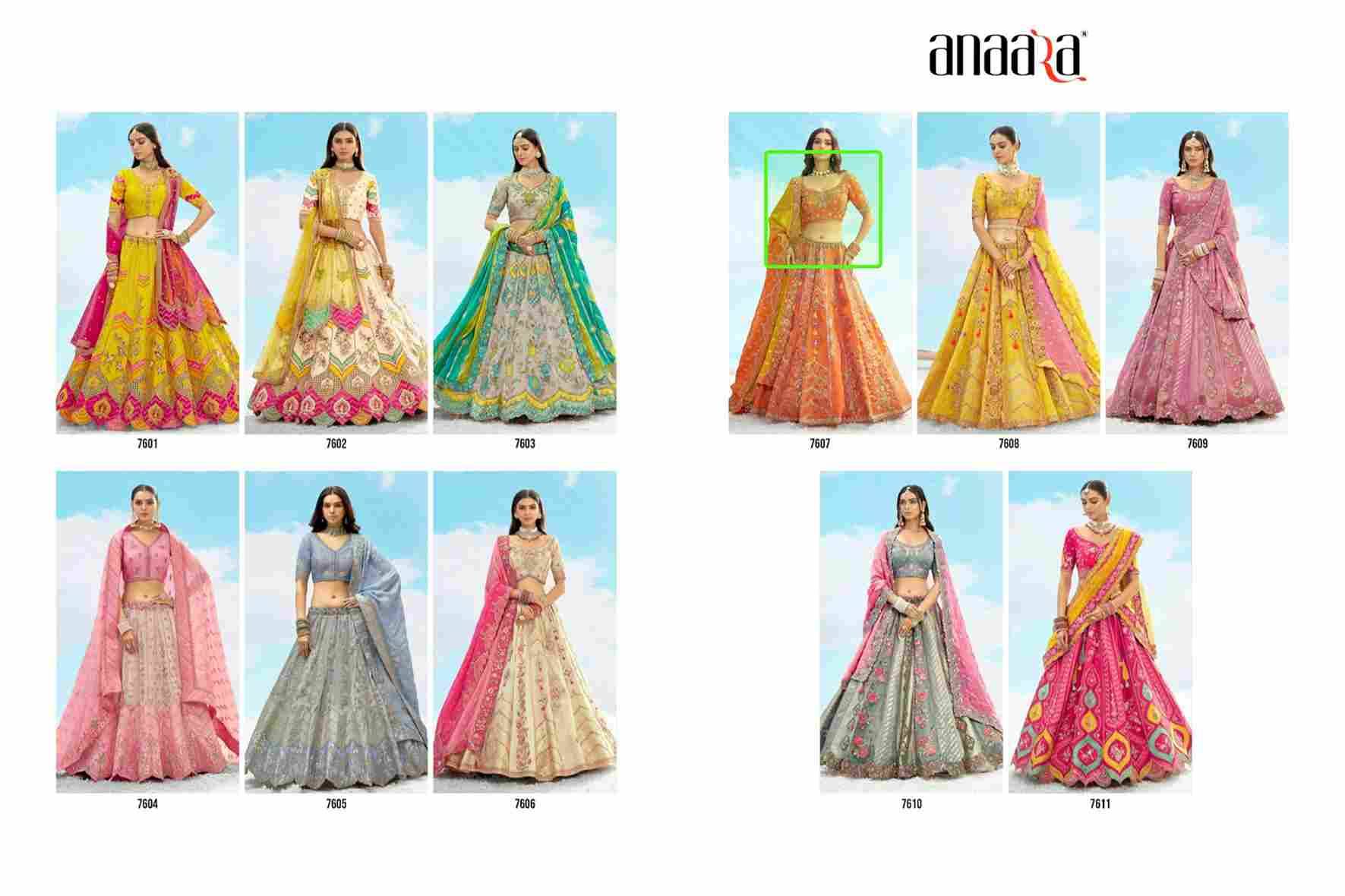 Anaara 7601 Series By Tathastu 7601 To 7611 Series Indian Traditional Wear Bridal Collection Beautiful Stylish Fancy Colorful Party Wear & Occasional Wear Silk Lehengas At Wholesale Price