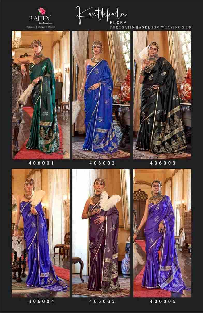 Kanthkala Flora By Raj Tex 406001 To 406006 Series Indian Traditional Wear Collection Beautiful Stylish Fancy Colorful Party Wear & Occasional Wear Banarasi Silk Sarees At Wholesale Price
