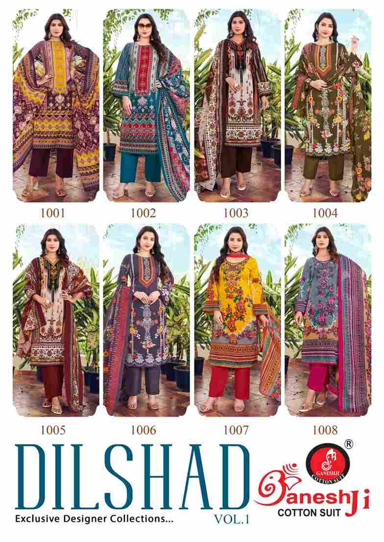 Dilshad Vol-1 By Ganeshji 1001 To 1008 Series Beautiful Festive Suits Stylish Fancy Colorful Party Wear & Occasional Wear Pure Cotton Dresses At Wholesale Price