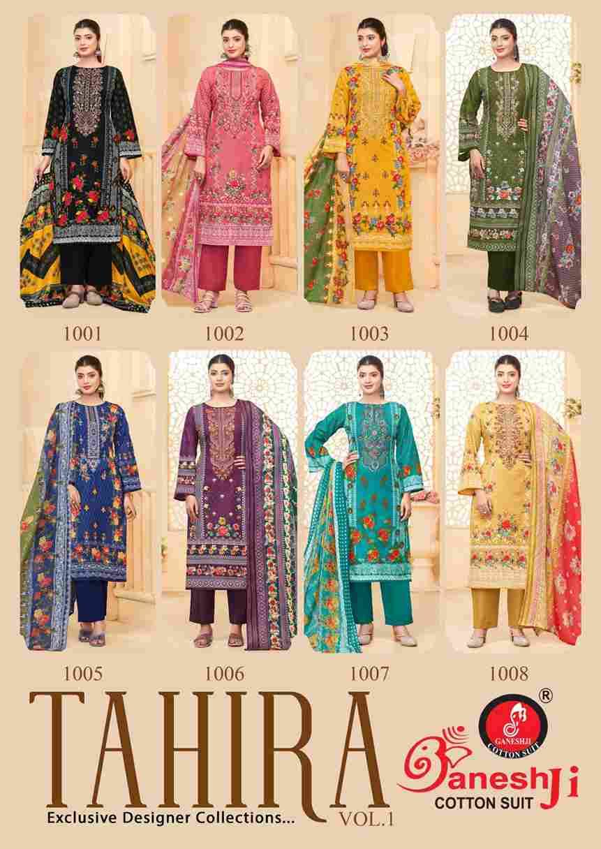 Tahira Vol-1 By Ganeshji 1001 To 1008 Series Beautiful Festive Suits Stylish Fancy Colorful Party Wear & Occasional Wear Pure Cotton Dresses At Wholesale Price