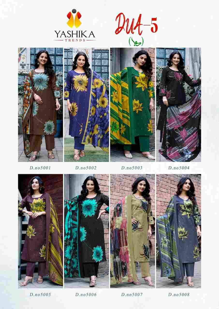 Dua Vol-5 By Yashika Trends 5001 To 5008 Series Beautiful Festive Suits Colorful Stylish Fancy Casual Wear & Ethnic Wear Pure Cotton Print Dresses At Wholesale Price