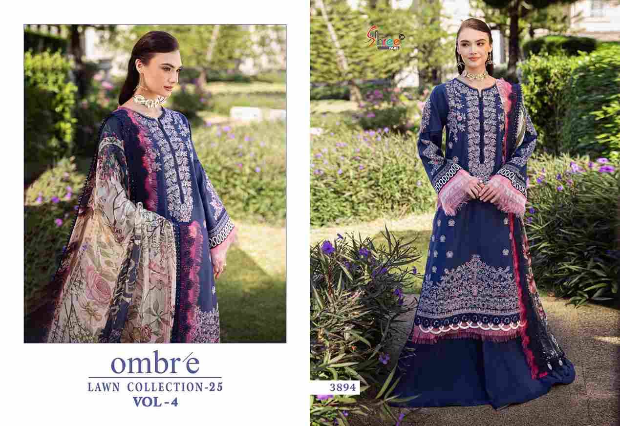 Ombre Lawn Collection-25 Vol-4 By Shree Fabs 3894 To 3900 Series Beautiful Pakistani Suits Stylish Fancy Colorful Party Wear & Occasional Wear Pure Cotton Embroidery Dresses At Wholesale Price