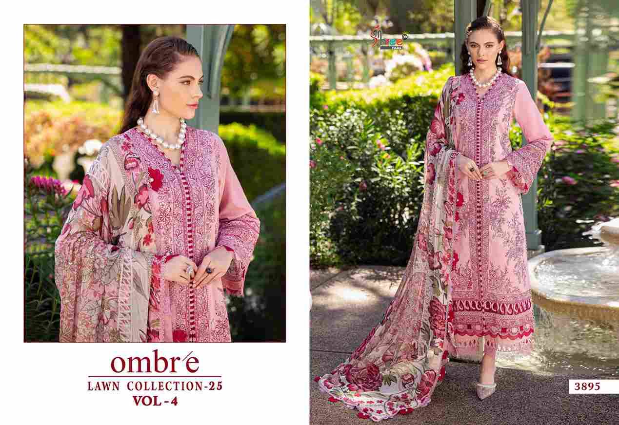 Ombre Lawn Collection-25 Vol-4 By Shree Fabs 3894 To 3900 Series Beautiful Pakistani Suits Stylish Fancy Colorful Party Wear & Occasional Wear Pure Cotton Embroidery Dresses At Wholesale Price