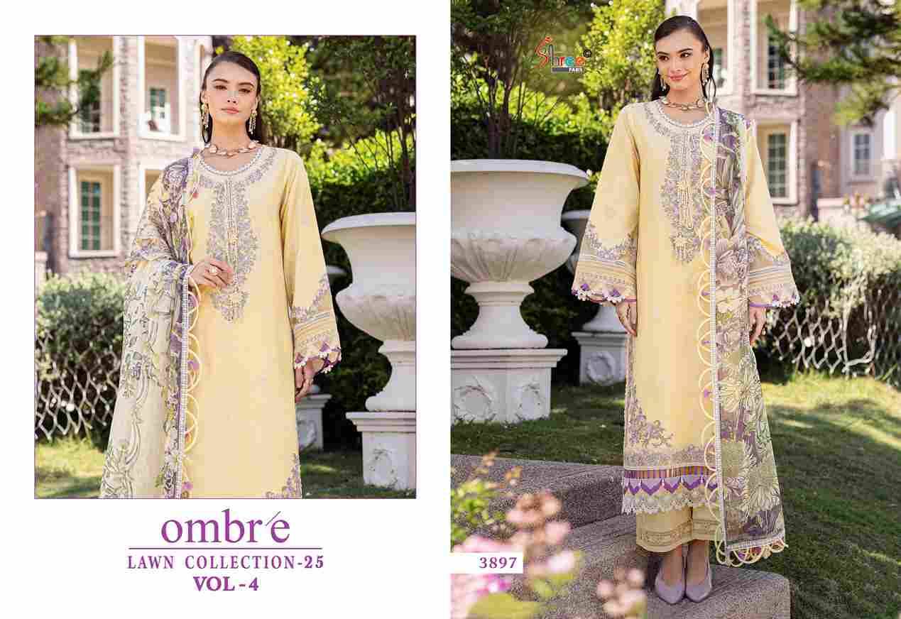 Ombre Lawn Collection-25 Vol-4 By Shree Fabs 3894 To 3900 Series Beautiful Pakistani Suits Stylish Fancy Colorful Party Wear & Occasional Wear Pure Cotton Embroidery Dresses At Wholesale Price