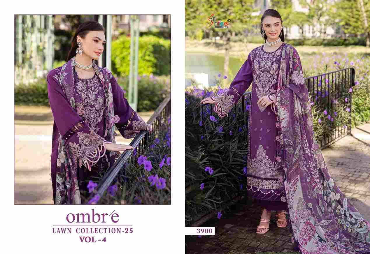 Ombre Lawn Collection-25 Vol-4 By Shree Fabs 3894 To 3900 Series Beautiful Pakistani Suits Stylish Fancy Colorful Party Wear & Occasional Wear Pure Cotton Embroidery Dresses At Wholesale Price