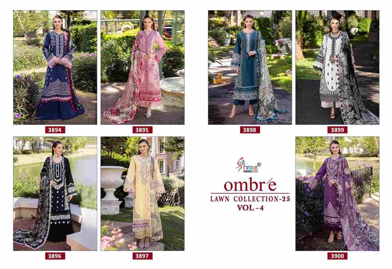 Ombre Lawn Collection-25 Vol-4 By Shree Fabs 3894 To 3900 Series Beautiful Pakistani Suits Stylish Fancy Colorful Party Wear & Occasional Wear Pure Cotton Embroidery Dresses At Wholesale Price