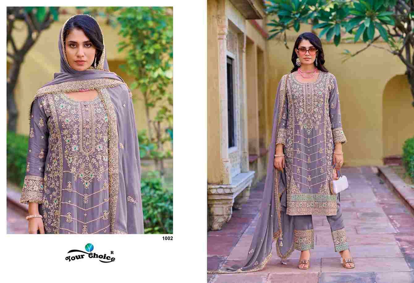 Zarina By Your Choice 1001 To 1002 Series Designer Festive Suits Collection Beautiful Stylish Fancy Colorful Party Wear & Occasional Wear Chinnon Dresses At Wholesale Price