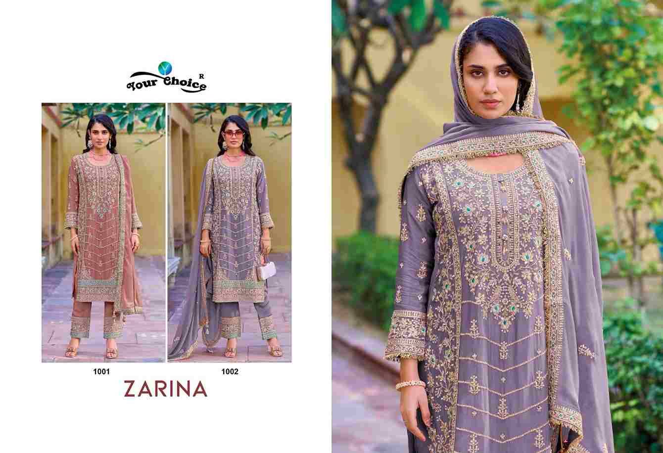 Zarina By Your Choice 1001 To 1002 Series Designer Festive Suits Collection Beautiful Stylish Fancy Colorful Party Wear & Occasional Wear Chinnon Dresses At Wholesale Price