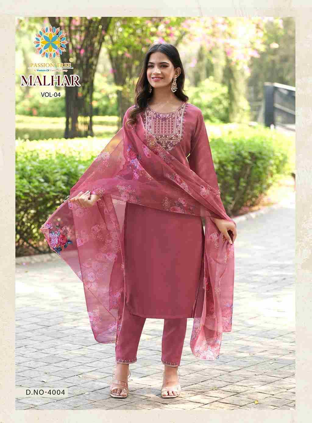 Malhar Vol-4 By Passion Tree 4001 To 4008 Series Beautiful Stylish Festive Suits Fancy Colorful Casual Wear & Ethnic Wear & Ready To Wear Roman Silk Dresses At Wholesale Price
