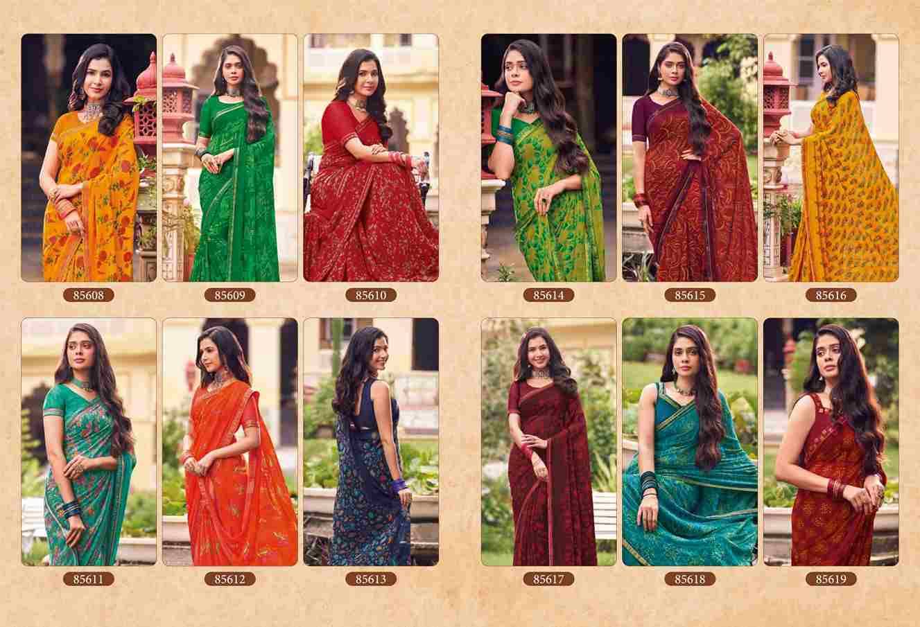 Tulsi Vol-9 By Vipul Fashion 85608 To 85619 Series Indian Traditional Wear Collection Beautiful Stylish Fancy Colorful Party Wear & Occasional Wear Georgette Sarees At Wholesale Price