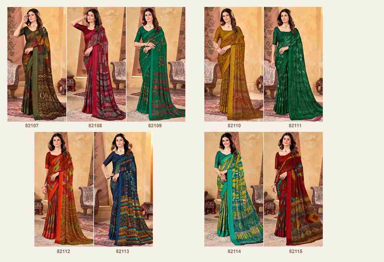 Madhvi Vol-2 By Vipul Fashion 82107 To 82115 Series Indian Traditional Wear Collection Beautiful Stylish Fancy Colorful Party Wear & Occasional Wear Chiffon Sarees At Wholesale Price