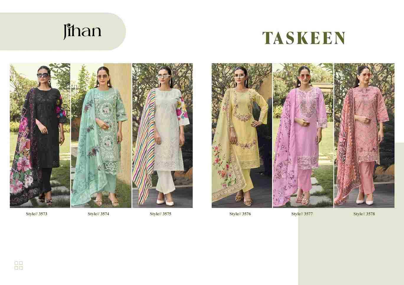 Taskeen By Jihan 3573 To 3578 Series Designer Pakistani Suits Beautiful Fancy Stylish Colorful Party Wear & Occasional Wear Cotton Dresses At Wholesale Price
