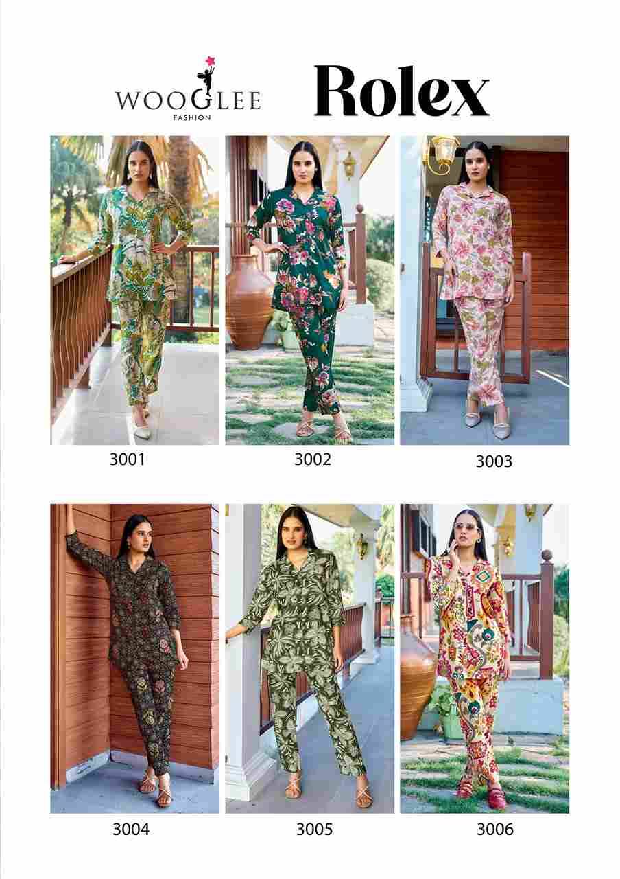 Rolex By Wooglee 3001 To 3006 Series Designer Stylish Fancy Colorful Beautiful Party Wear & Ethnic Wear Collection Heavy Rayon Co-Ord At Wholesale Price