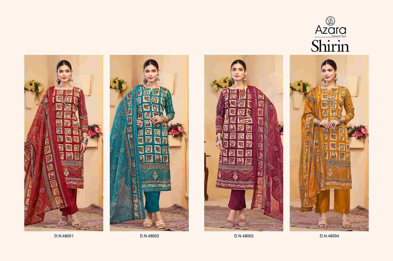Shirin By Azara 48001 To 48004 Series Beautiful Festive Suits Stylish Fancy Colorful Casual Wear & Ethnic Wear Pure Lawn Cotton Dresses At Wholesale Price