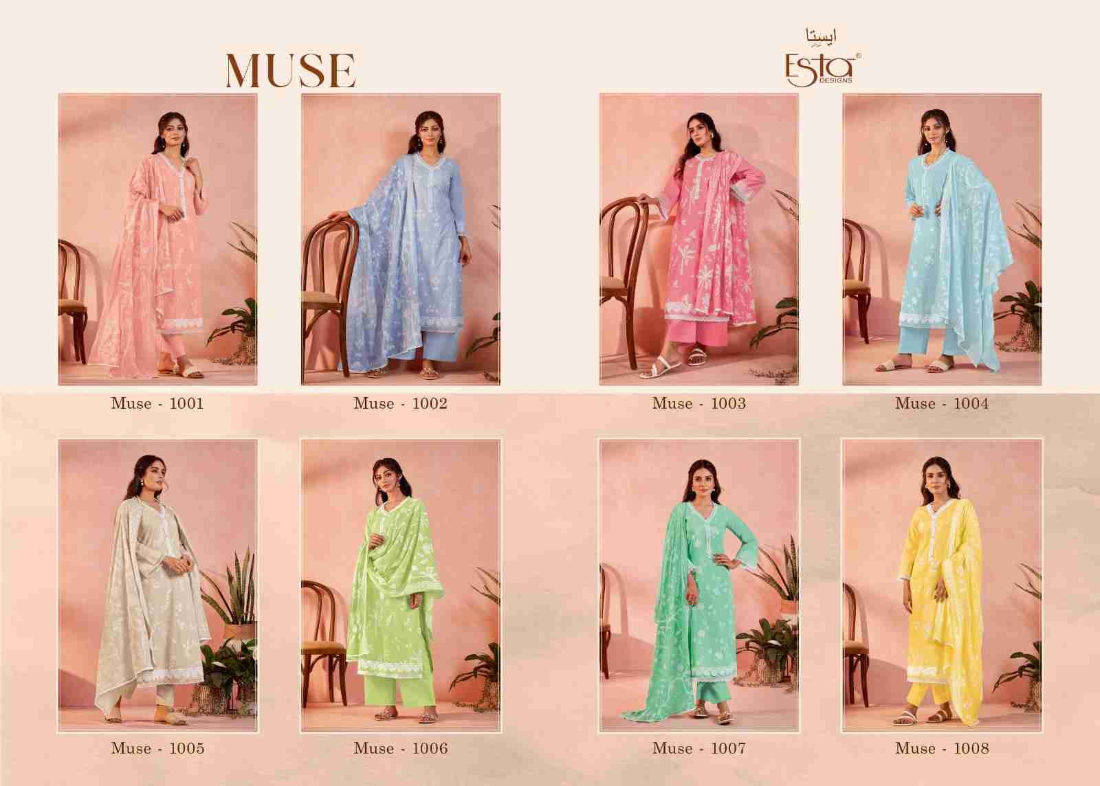 Muse By Esta Designs 1001 To 1008 Series Beautiful Festive Suits Colorful Stylish Fancy Casual Wear & Ethnic Wear Lawn Cotton Dresses At Wholesale Price