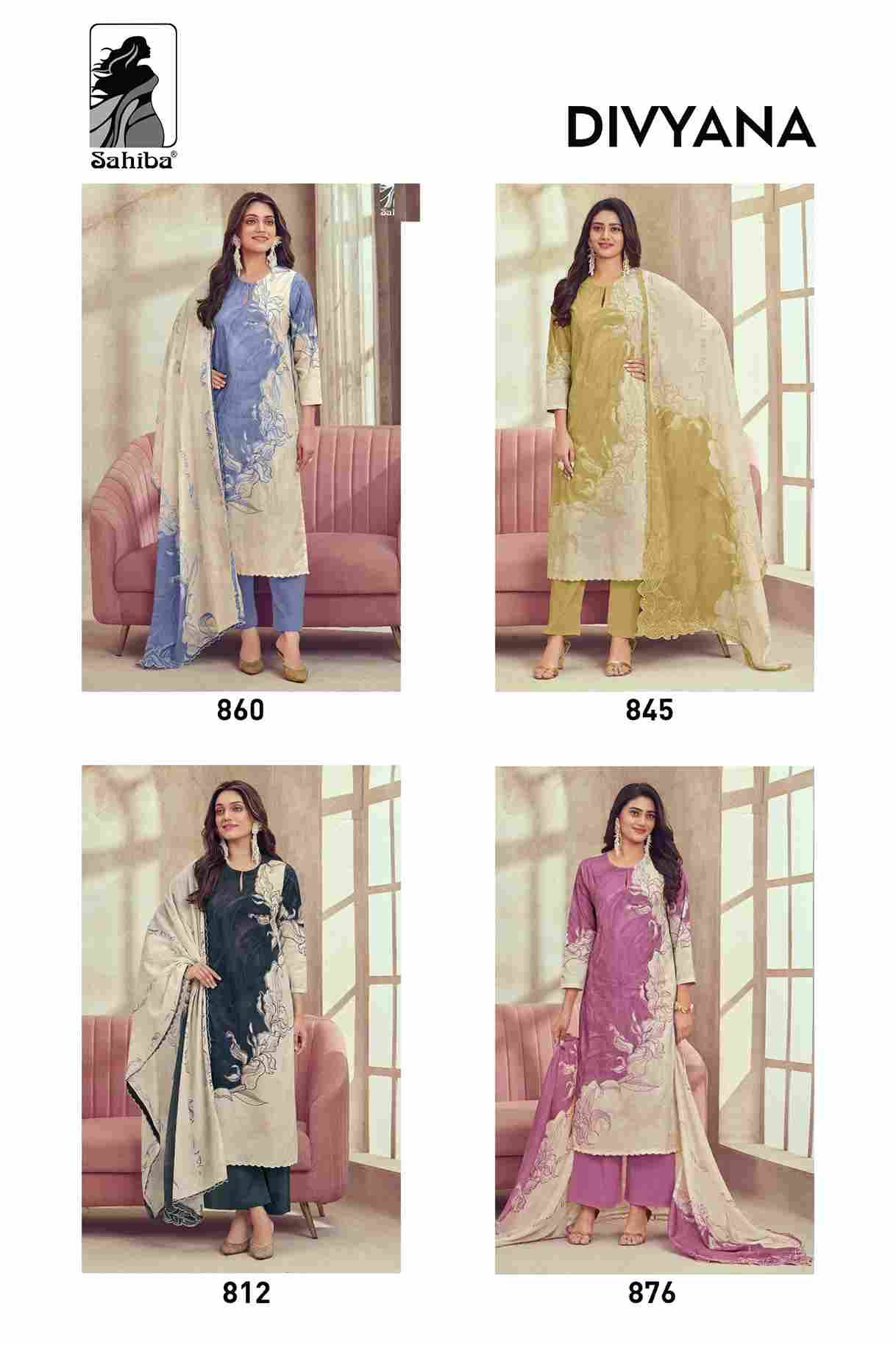 Divyana By Sahiba Fabrics Beautiful Festive Suits Colorful Stylish Fancy Casual Wear & Ethnic Wear Pure Lawn Cotton Dresses At Wholesale Price