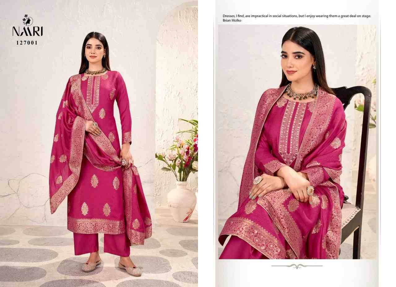 Mehar Vol-9 By Naari 127001 To 127004 Series Beautiful Stylish Festive Suits Fancy Colorful Casual Wear & Ethnic Wear & Ready To Wear Pure Viscose Muslin Jacquard Silk Dresses At Wholesale Price