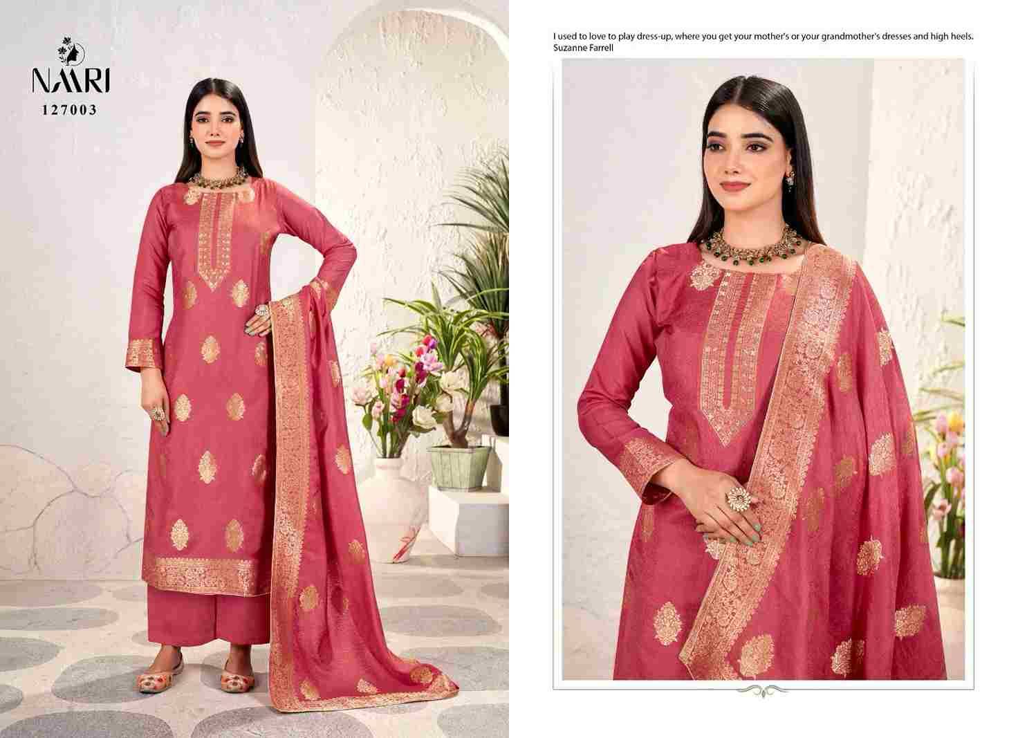 Mehar Vol-9 By Naari 127001 To 127004 Series Beautiful Stylish Festive Suits Fancy Colorful Casual Wear & Ethnic Wear & Ready To Wear Pure Viscose Muslin Jacquard Silk Dresses At Wholesale Price
