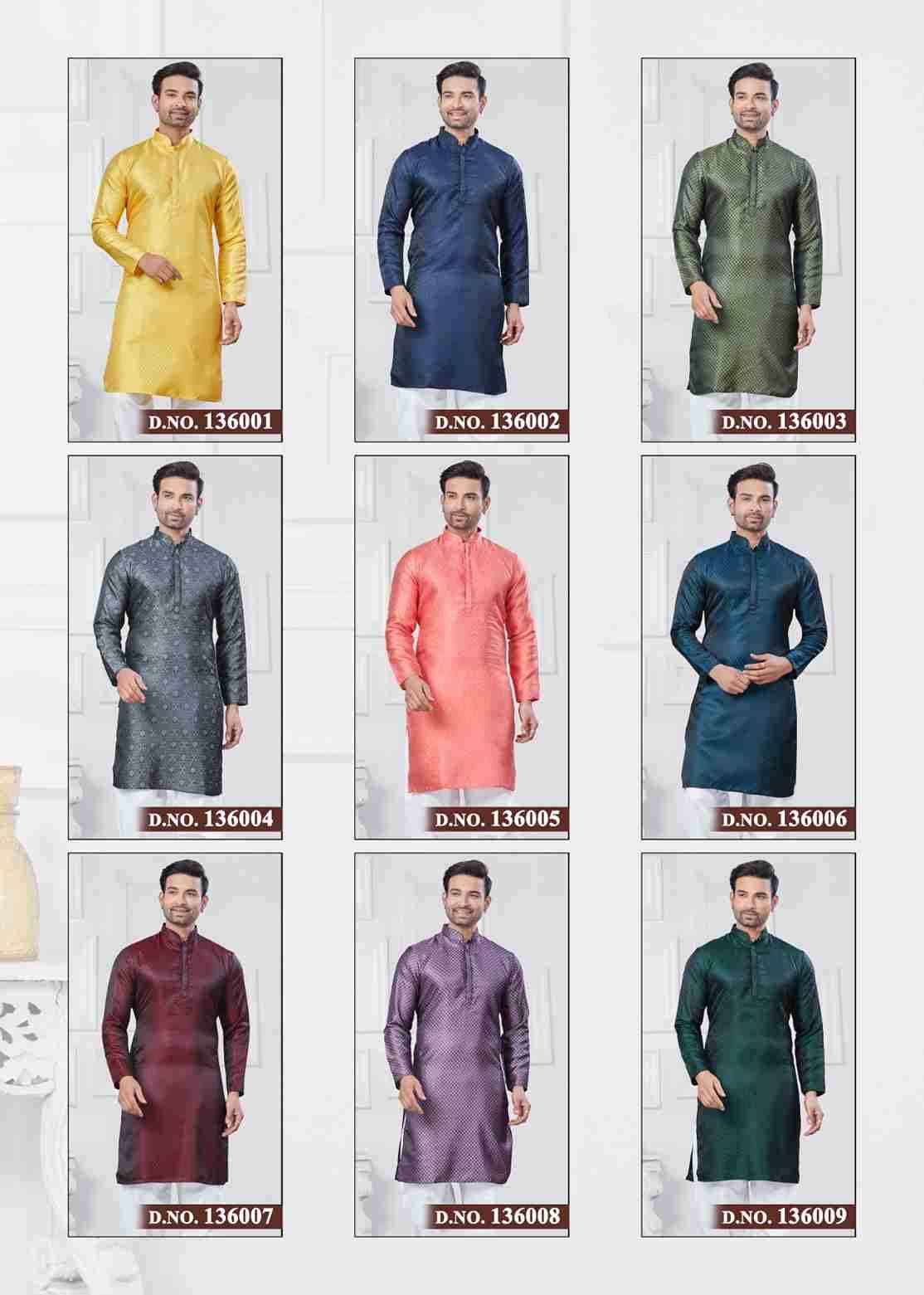 Outluk Vol-136 By Outluk 136001 To 136009 Series Beautiful Colorful Stylish Fancy Casual Wear & Ethnic Wear & Ready To Wear Jacquard Silk Kurtas With Pajamas At Wholesale Price