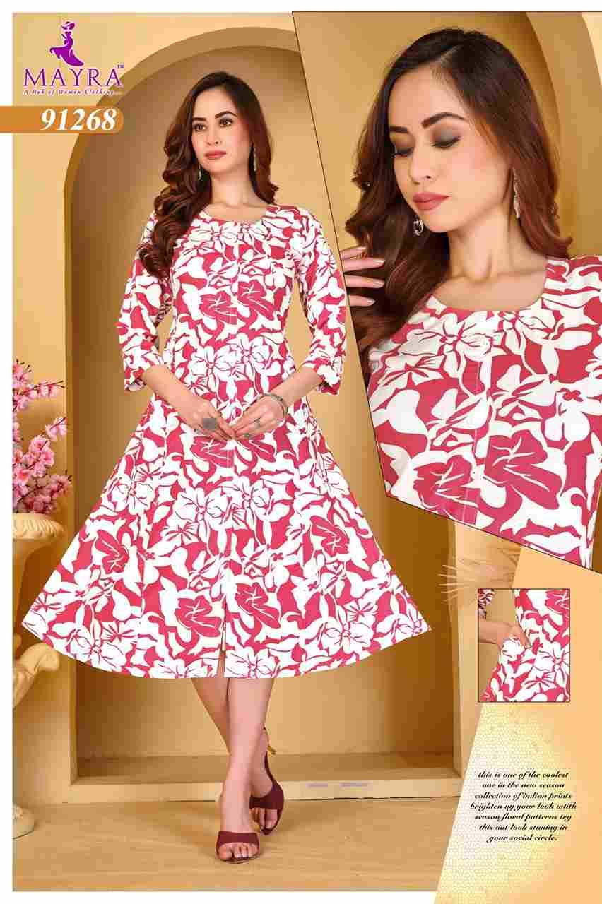 Apsara By Mayra 91268 To 91273 Series Designer Festive Collection Beautiful Stylish Fancy Colorful Party Wear & Occasional Wear Rayon Print Kurtis At Wholesale Price